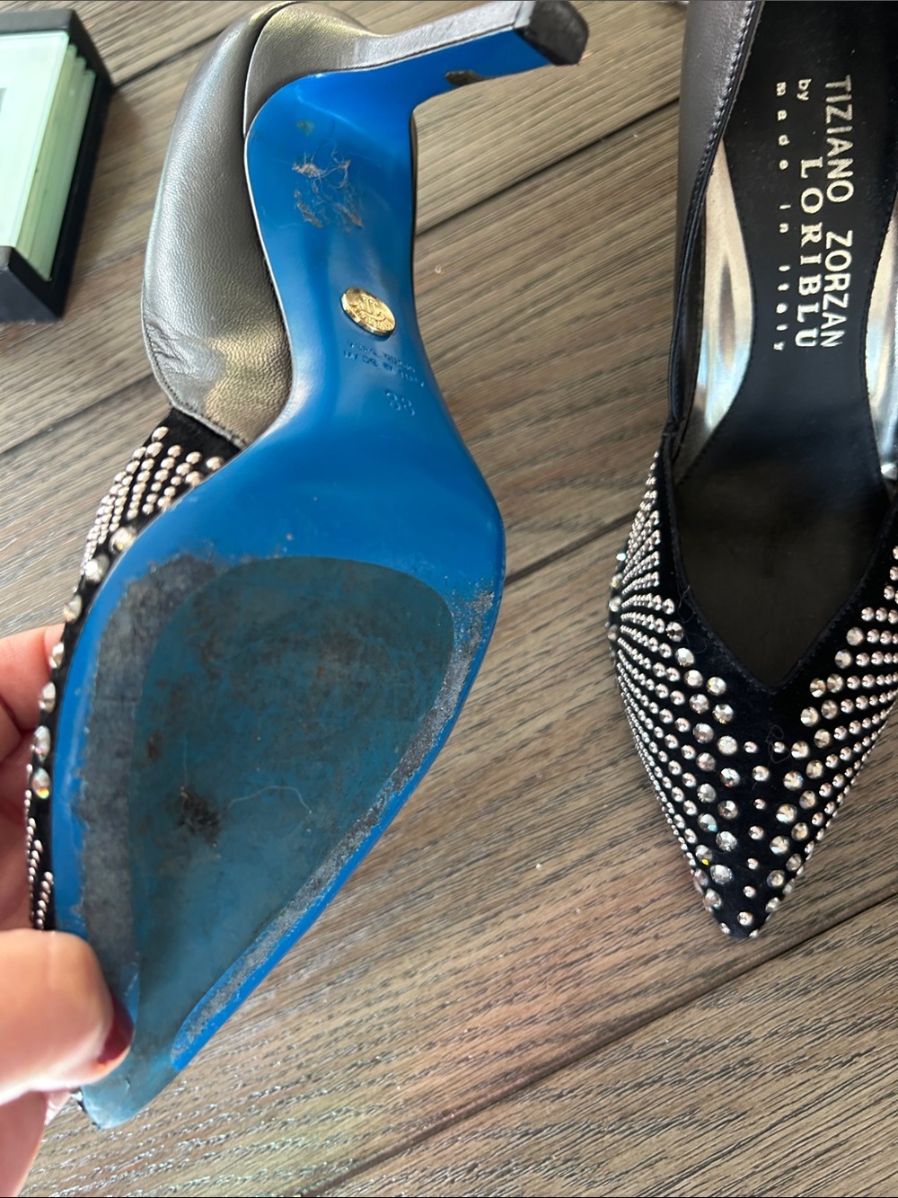 Black Studded Pointed-Toe Pumps